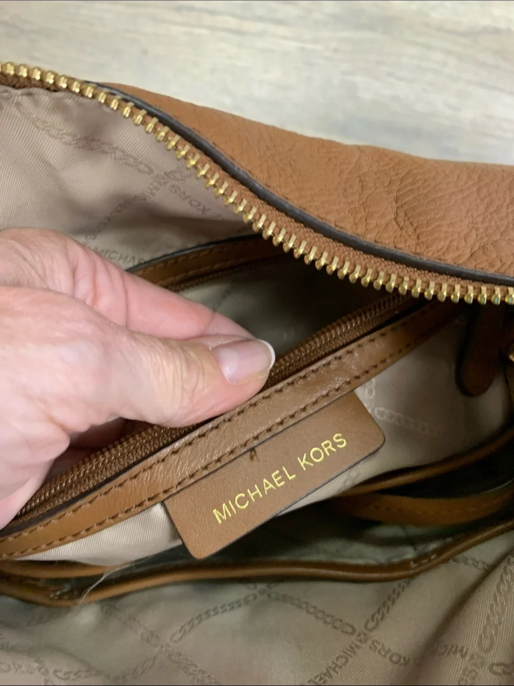 Michael Kors Cognac Leather Shoulder Bag with Braided Handle